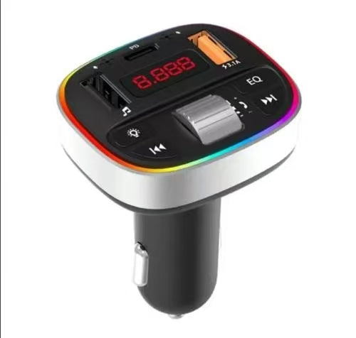 Car MP3 Player – Dual USB + PD 3.1A Fast Charge, RGB Ambient Lighting, Bluetooth FM Transmitter - T5