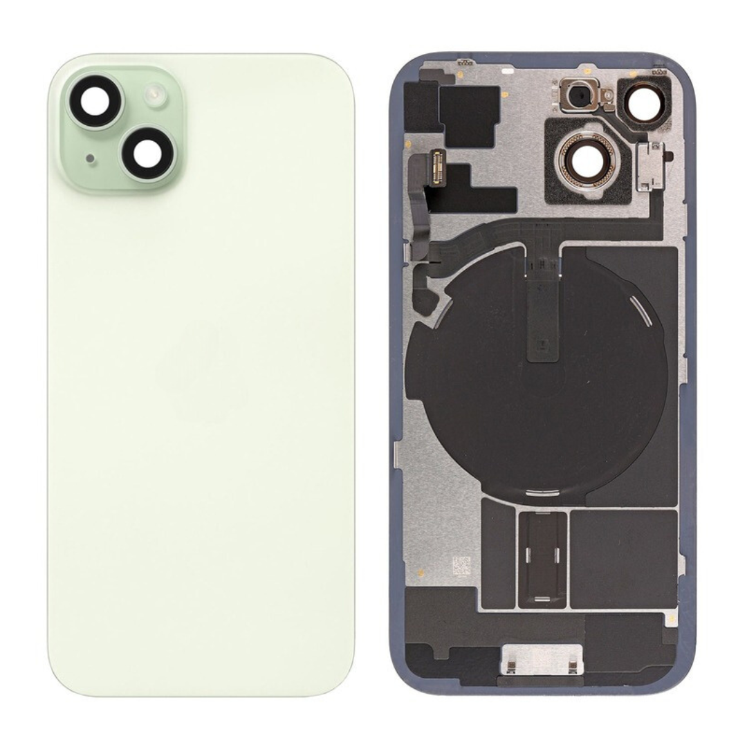 Brown Rear Cover Glass with Camera Lens Glass and Wireless Flex for iPhone 15 Plus-Green