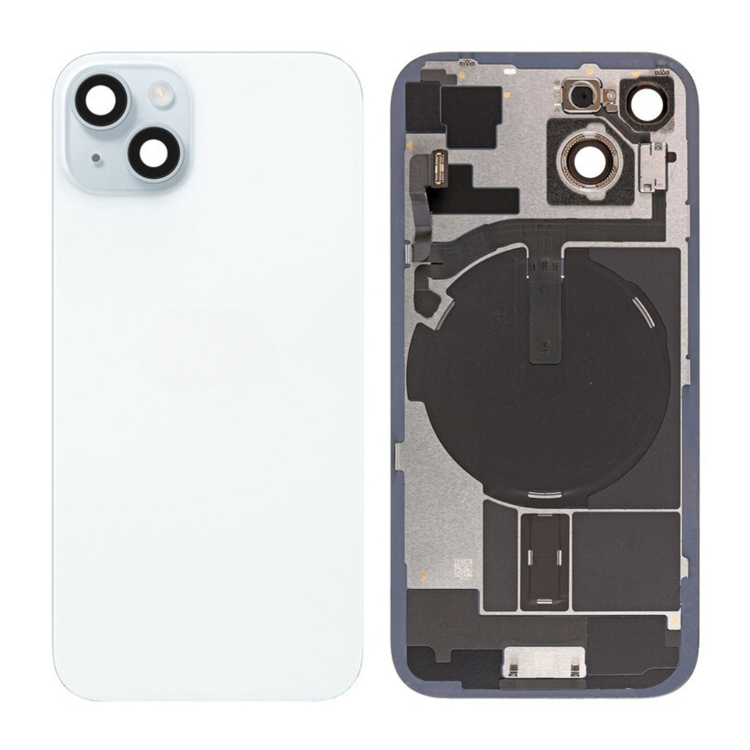 Brown Rear Cover Glass with Camera Lens Glass and Wireless Flex for iPhone 15 Plus-Blue
