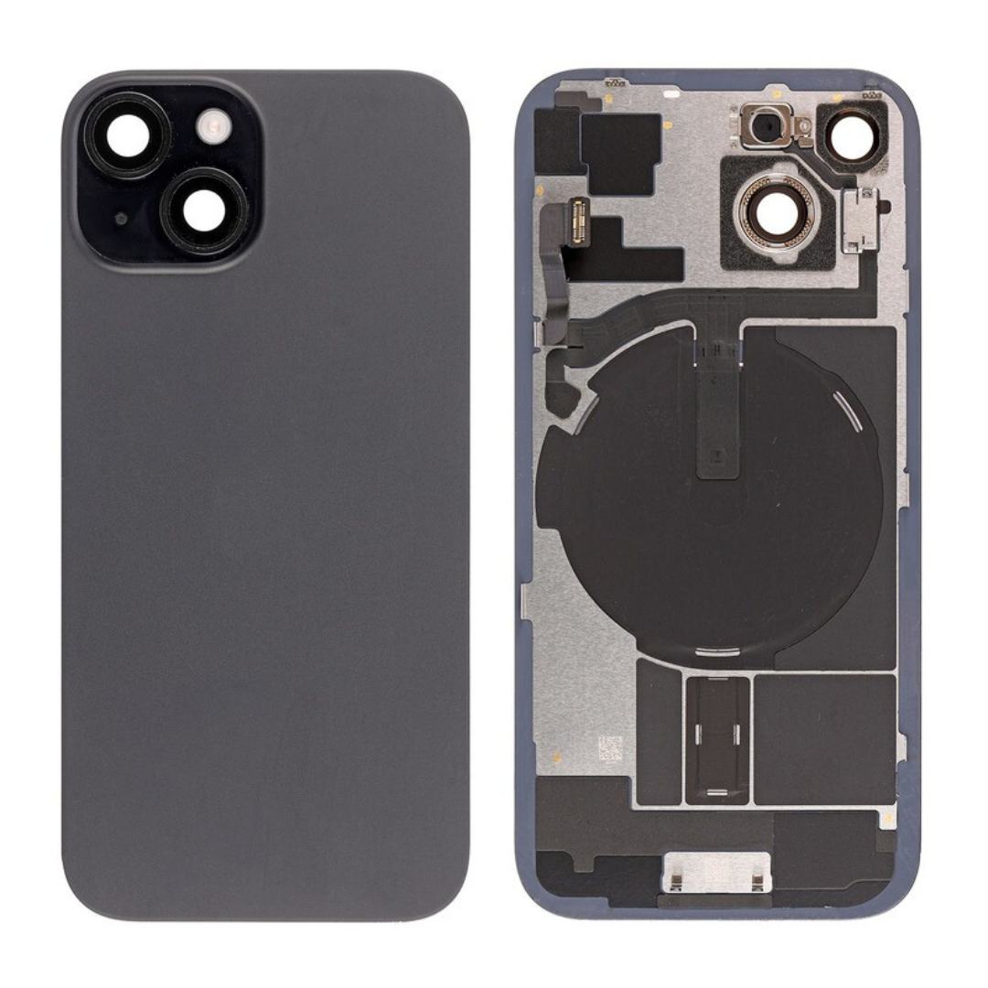 Brown Rear Cover Glass with Camera Lens Glass and Wireless Flex for iPhone 15 Plus-Black