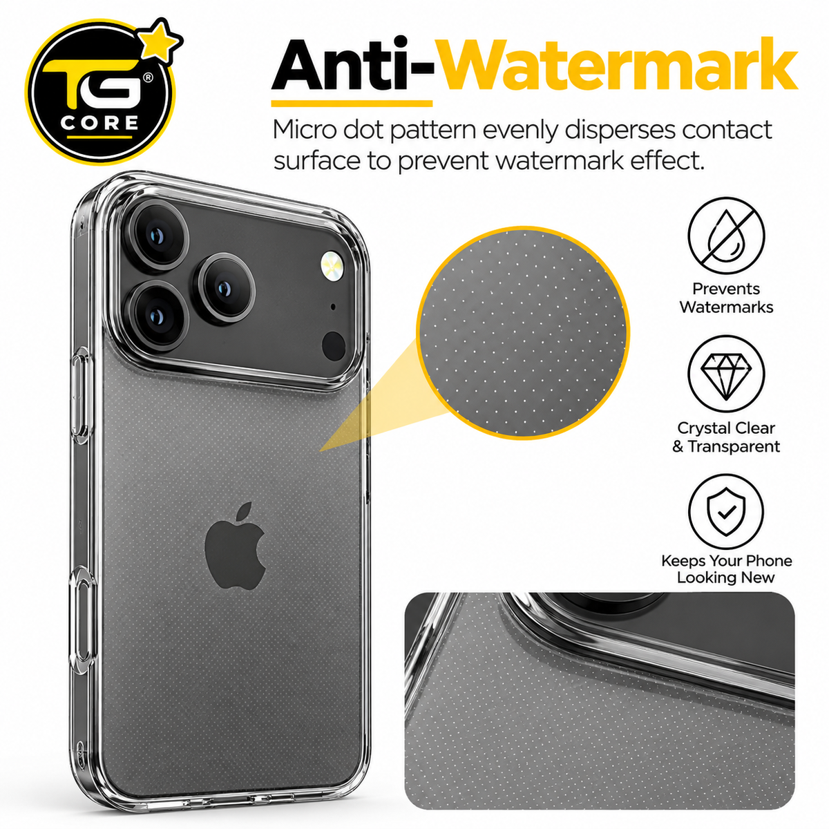 TecGuru Essential iPhone 17 Pro Max / 18 Pro Max Mercury Transparent Pearl Jelly Case Cover