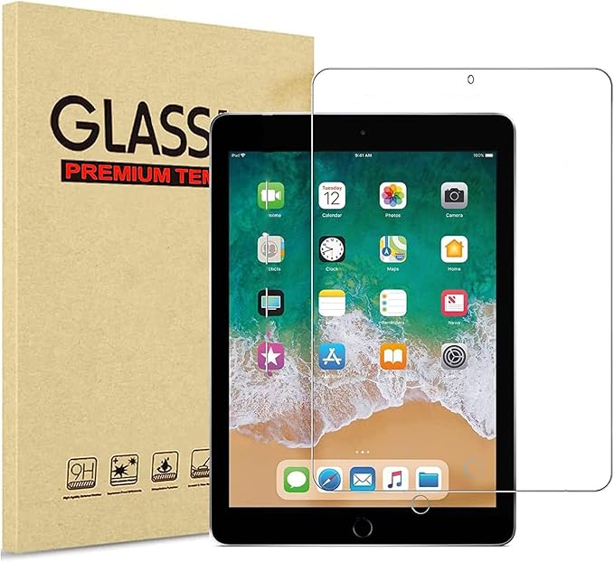 Screen Protector Glass For iPad 6th / 5th Generation 9.7 Inch, Tempered Glass Film Guard for iPad 9.7 2018/2017, iPad Pro 9.7 2016, iPad Air 2 2014 / iPad Air 2013 Anti- Scratch Clear