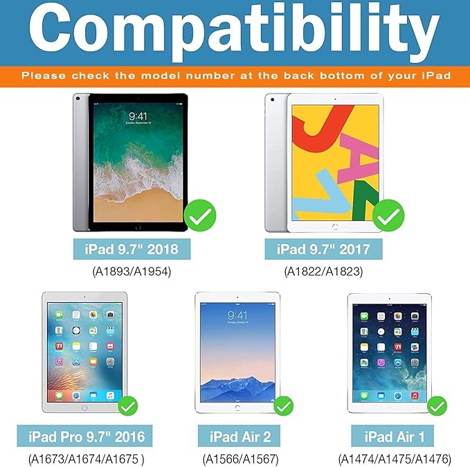 Screen Protector Glass For iPad 6th / 5th Generation 9.7 Inch, Tempered Glass Film Guard for iPad 9.7 2018/2017, iPad Pro 9.7 2016, iPad Air 2 2014 / iPad Air 2013 Anti- Scratch Clear -1
