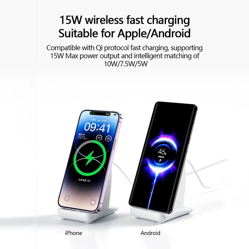 3 in 1 Wireless Charger Magnetic Foldable Charging Wireless Charger Led Lamp Wireless Charger Clock - M128