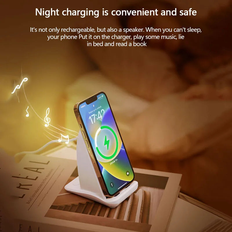 3 in 1 Wireless Charger Magnetic Foldable Charging Wireless Charger Led Lamp Wireless Charger Clock - M128