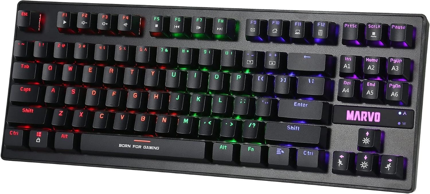 Marvo KG901 TKL Mechanical Gaming Keyboard – Blue Switches | Rainbow Backlit | USB Wired