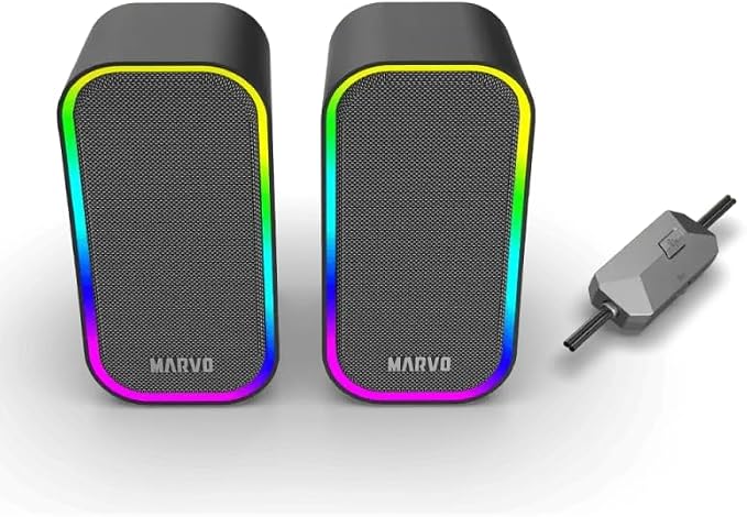 Marvo Scorpion Havoc 20 Grey Wired RGB Gaming Speakers (SG-285) – USB Powered Stereo 2.0