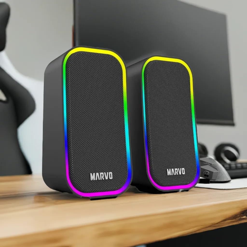 Marvo Scorpion Havoc 20 Grey Wired RGB Gaming Speakers (SG-285) – USB Powered Stereo 2.0