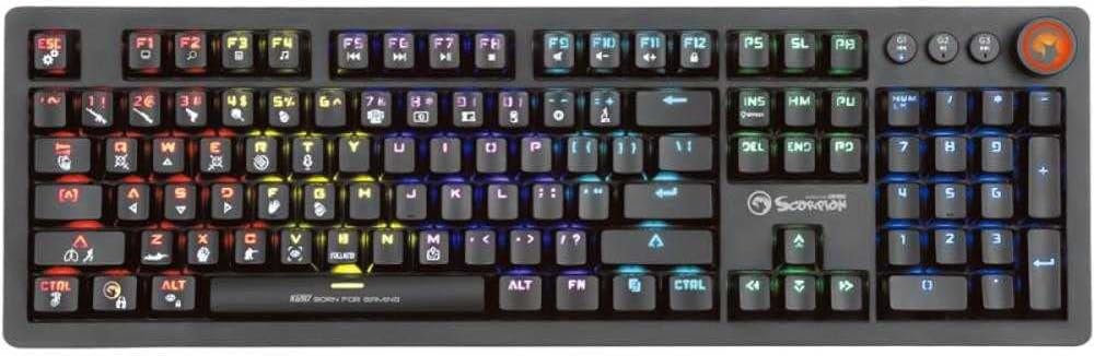 Marvo Scorpion KG917 Mechanical Gaming Keyboard – Blue Switches | Rainbow LED | 107 Keys