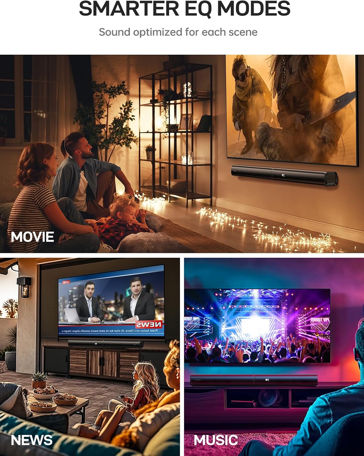 MEVOSTO Soundbar for TV Devices 2.2 Channel Removable 2-in-1 Soundbar with Integrated Dual Subwoofer Treble & Bass Adjustable ARC/Optical/AUX/BT 5.0 Home Cinema Sound System Wall Mounting 80 cm