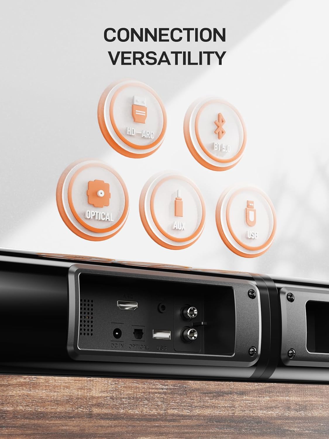MEVOSTO Soundbar for TV Devices 2.2 Channel Removable 2-in-1 Soundbar with Integrated Dual Subwoofer Treble & Bass Adjustable ARC/Optical/AUX/BT 5.0 Home Cinema Sound System Wall Mounting 80 cm