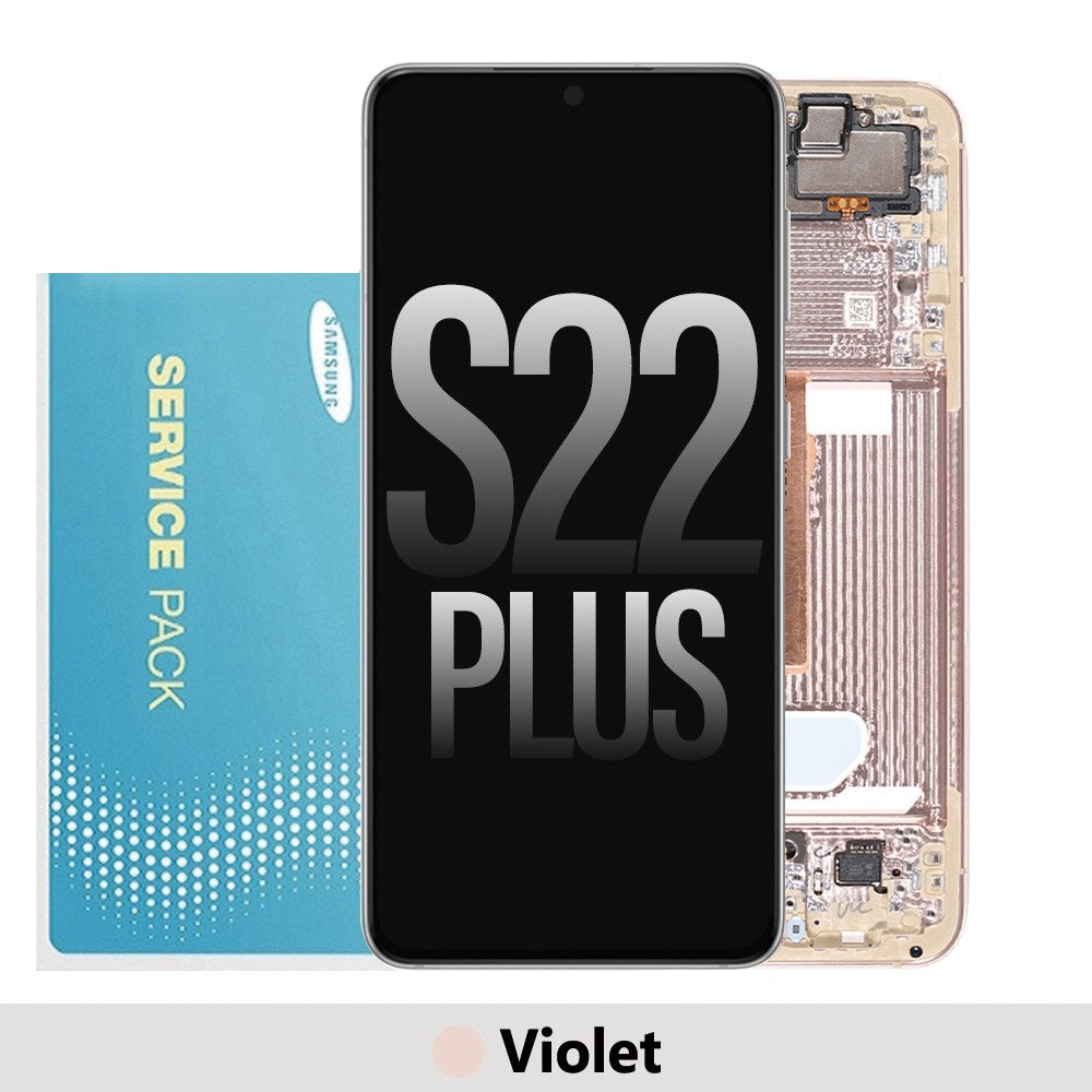 Samsung Galaxy S22 Plus 5G S906B OLED Screen Replacement with Frame GH82-27500F/27501F (Gold)-Violet