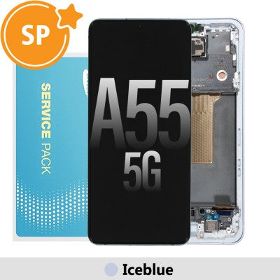 Tecguru-Samsung Galaxy A55 5G A556B OLED Screen Replacement Digitizer with Frame GH82-34305C (Service Pack)-Lemon