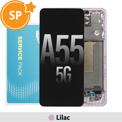 Tecguru-Samsung Galaxy A55 5G A556B OLED Screen Replacement Digitizer with Frame GH82-34305C (Service Pack)-Lemon