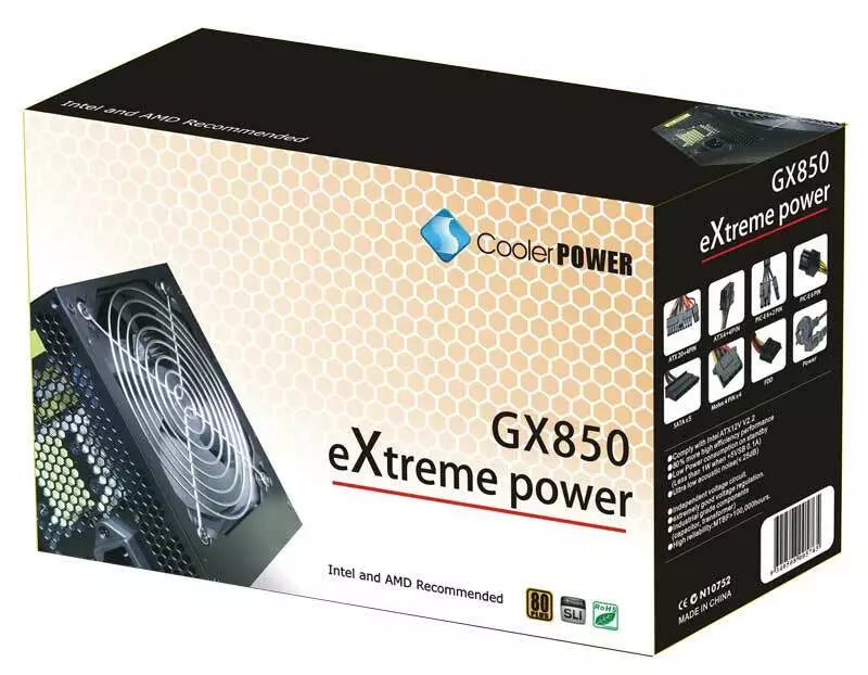 Cooler EXTREME GX850 850W ATX Power Supply - High Efficiency Silent Fan PSU