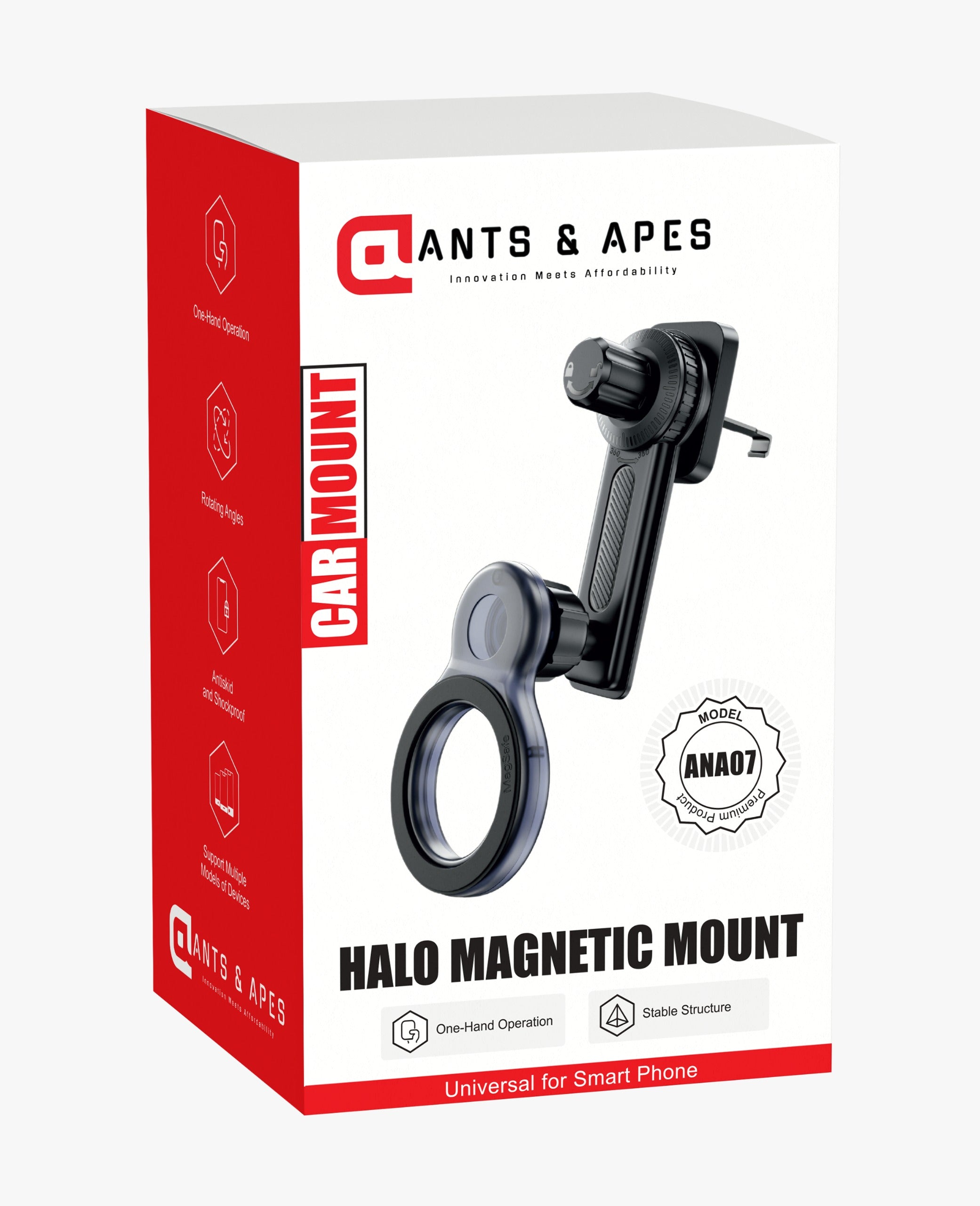 Ants & Apes Halo Magsafe Car Vent Phone Magnetic Ring Mount Cell Phone Holder Rotatable Swing 360 Degree Phone Holder for iPhone x xs 11 12 13 14 15 16 pro max Samsung s20 s21 s22 s23 s24 Fe Plus Ultra