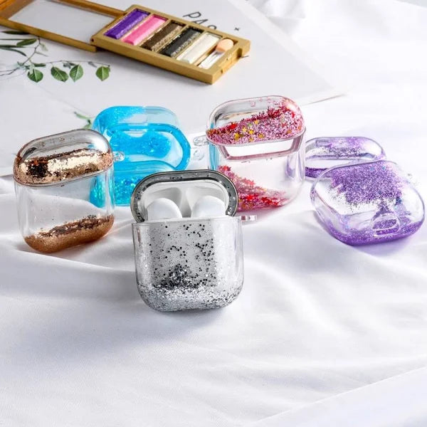 AirPods Case Glitter Liquid Cover Protector Air Pods Bumper Hard Coque Etui For Airpods Gen 2 Gen 1