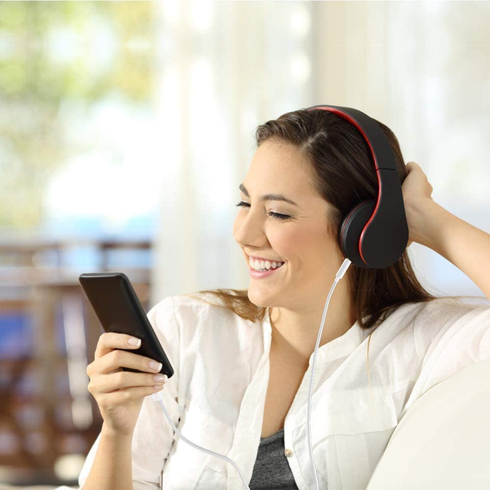 IPhone to 3.5mm Car AUX Stereo Audio Cable, Lightning to 3.5mm Nylon AUX Adapter Compatible with IPhone 14/13 Pro/12/11/XS/XR/X 8 7/iPad to Home Stereo/Speaker/Headphone