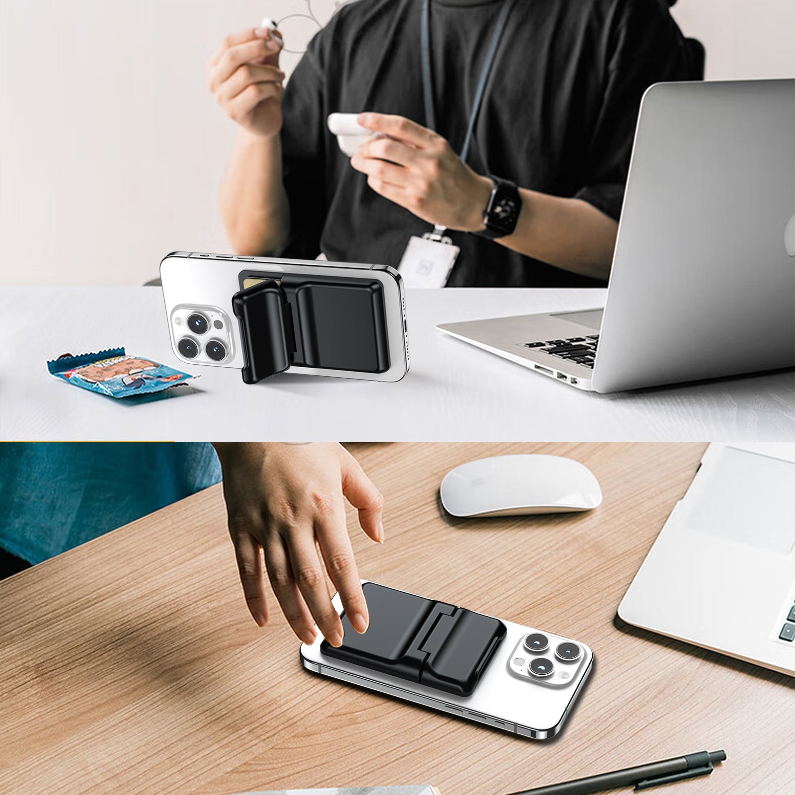 MagSafe Detachable Wallet with Adjustable Stand - Black