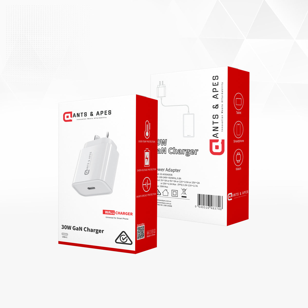 Ants & Apes 30w Pd C Gan Universal Fast Charger Ipad 10 11 12.9 13 Pro Smartphone Ear Buds Speakers iphone 12 13 14 15 16 Pro Max Plus Galaxy s22 23 24 25 Plus Fe Ultra