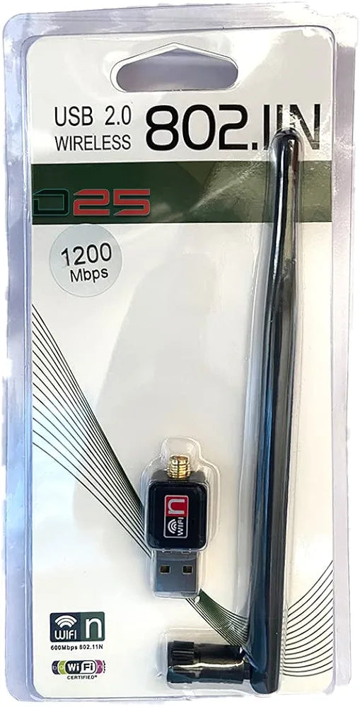 WiFi Receiver Antenna Adapter Dongle for PC 802.11n/g 1200 Mbps Mini Wireless USB 2.0 802.IIN 2.4GHz , Desktop, and Laptops External with Driver CD