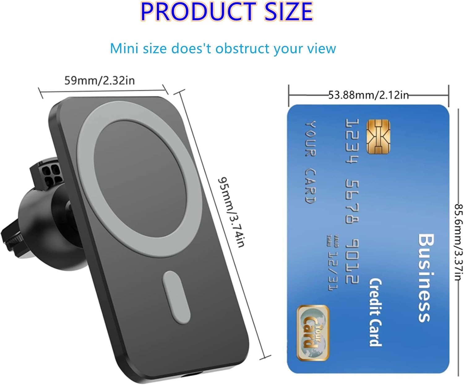 Magnetic Wireless car Charger Mount/Holder with magsafe Compatible with iPhone 13/13 Pro/12 Pro Max/13 Mini 12/12 Pro/12 Pro Max/12 Mini, Fast Charging,Rotate 360 Degrees