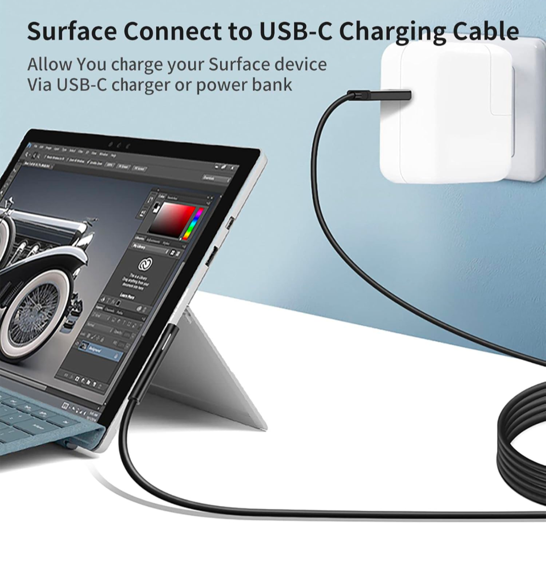 Surface Connect to USB-C Charging Cable Compatible