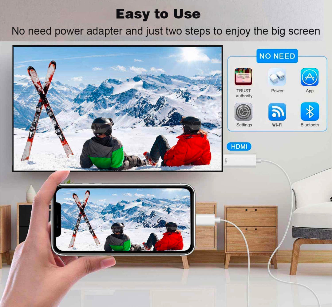 AIRSKY HDMI Cable for iPhone Digital AV Adapter 2k 60hz HD Video Sync Screen Connector