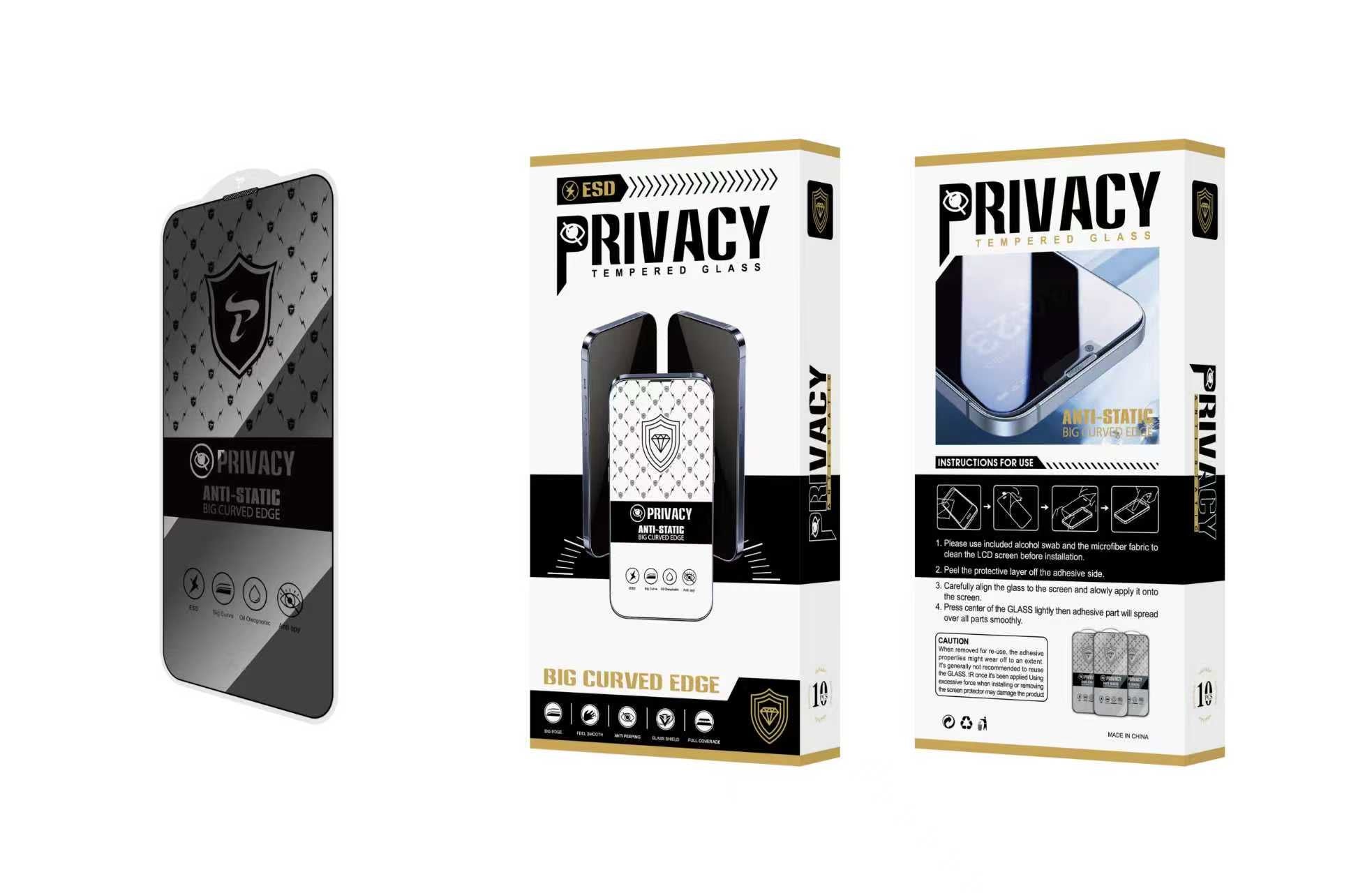 Apple iPhone 14 Pro Privacy Screen Protector – Edge-to-Edge Glass with Ear Speaker Mesh