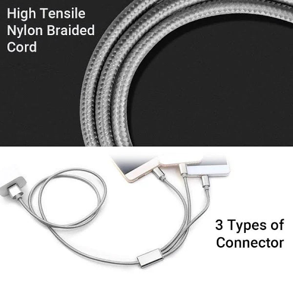 EARLDOM 3 IN ONE 1.2 Meter DATA CABLE MICRO LIGHTNING TYPE-C FAST CHARGING EC IMC018