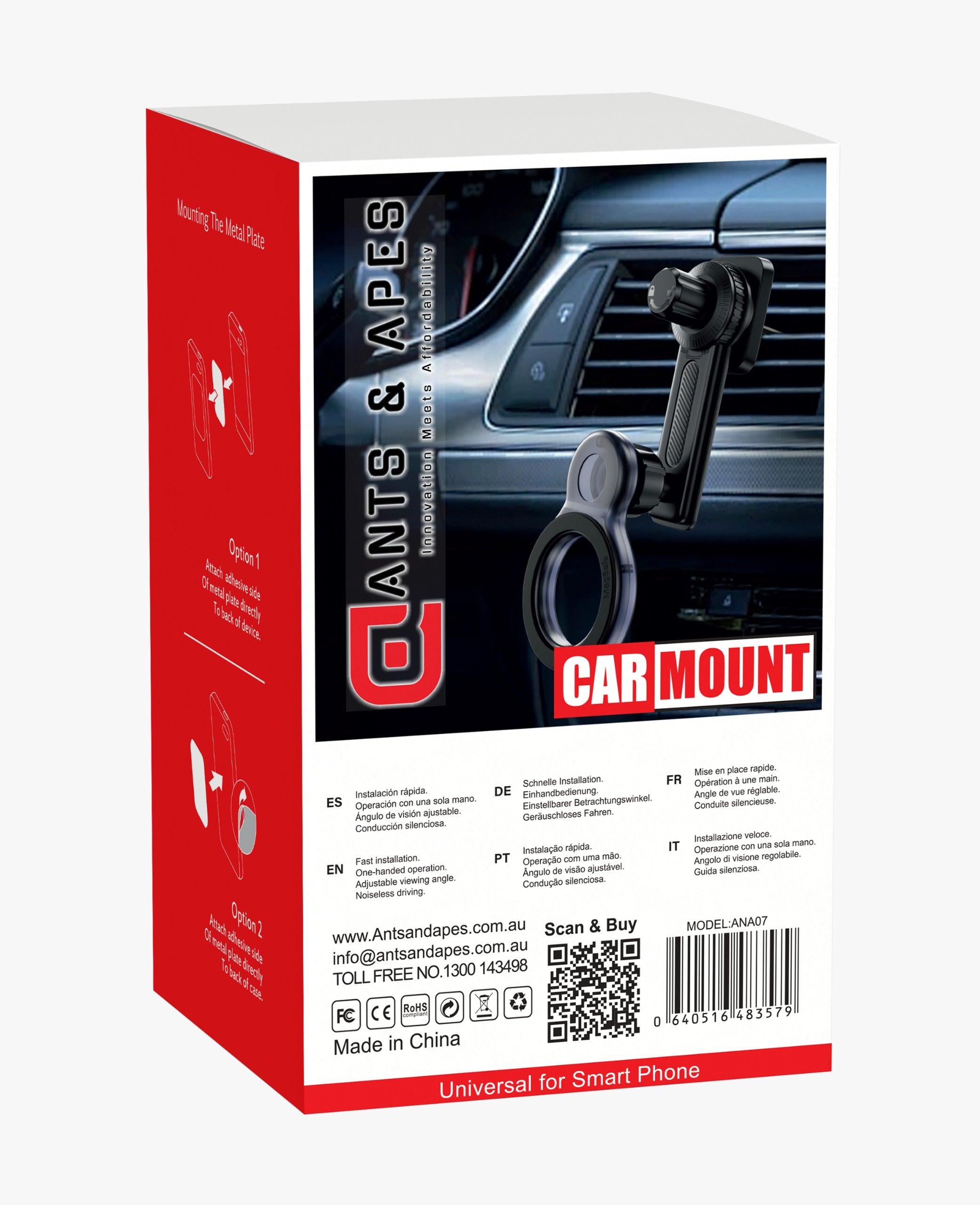 Ants & Apes Halo Magsafe Car Vent Phone Magnetic Ring Mount Cell Phone Holder Rotatable Swing 360 Degree Phone Holder for iPhone x xs 11 12 13 14 15 16 pro max Samsung s20 s21 s22 s23 s24 Fe Plus Ultra