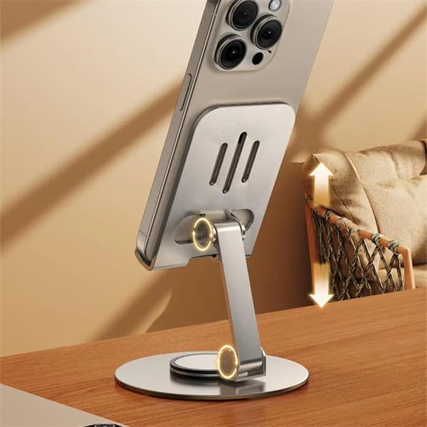 Pbuddy Aluminum Alloy Desk Mobile Phone Holder 360 Turntable Adjustable Table Cell Phone Stand