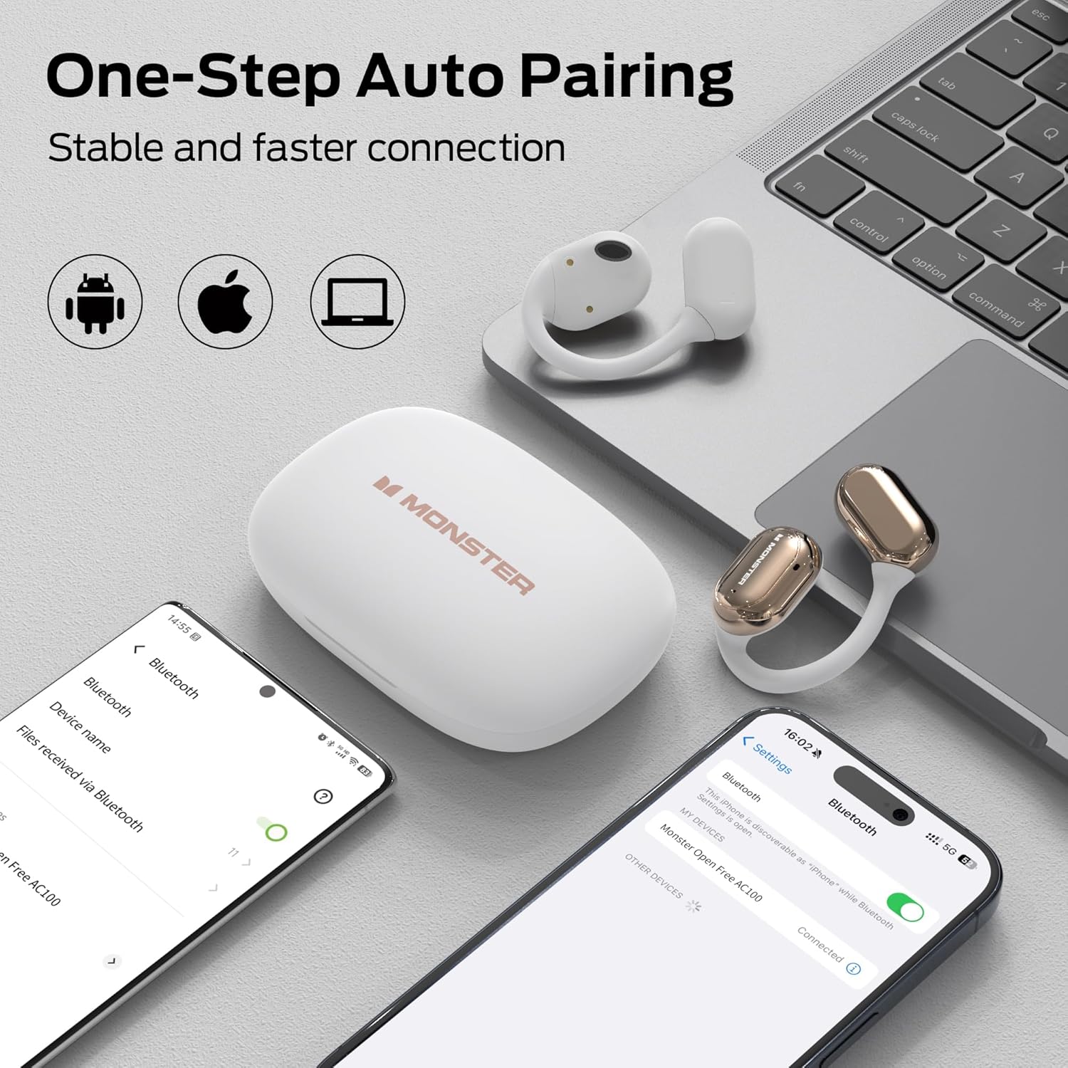 Monster Open Free AC100 Open Ear Headphones, Gold