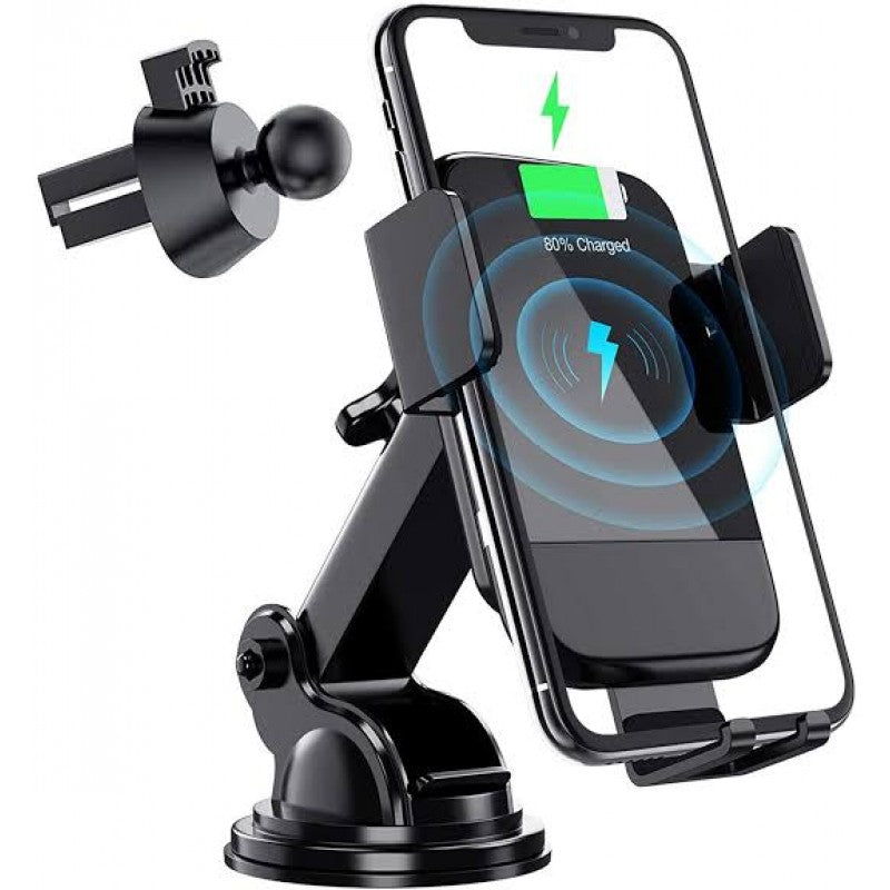 PBuddy 15W Qi Fast Charging Auto Clamping Wireless Car Charger Mount, Car Charger Phone Mount Windshield Dashboard Air Vent Phone Holder For IPhone Samsung