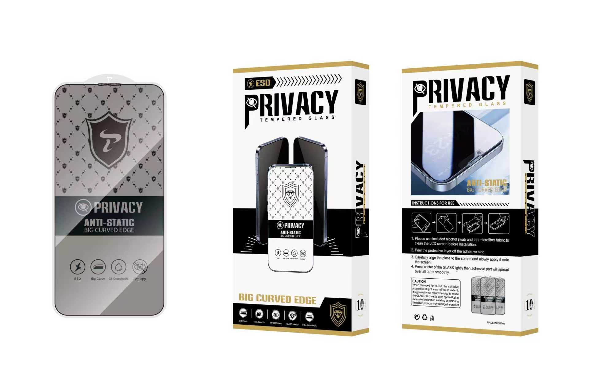 Apple iPhone 15 Privacy Screen Protector – Edge-to-Edge Glass with Ear Speaker Mesh