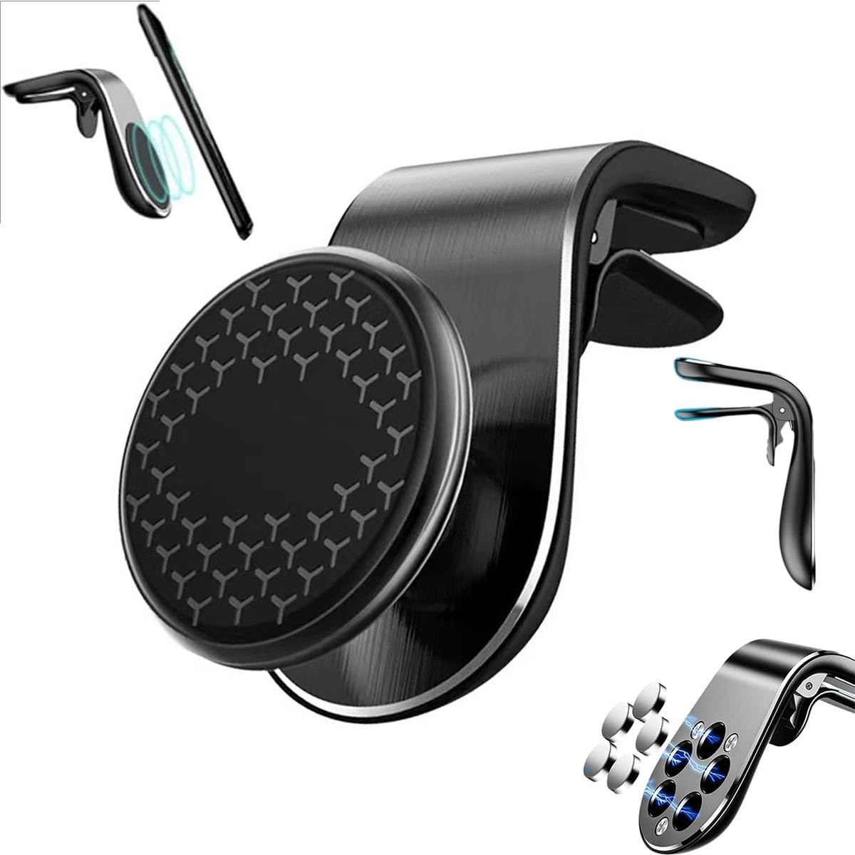 L-Type F19 Magnetic Car Phone Holder 360 Degree Rotation Magnet Stand Phone Holder in Car Air Vent Clip Mount