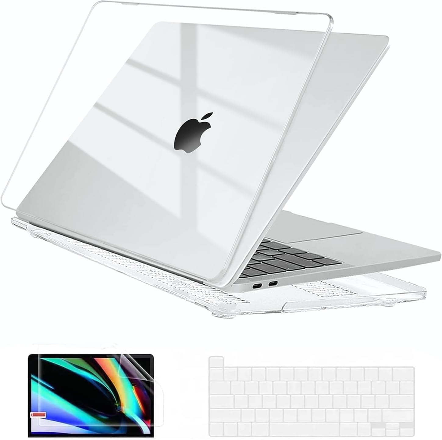EooCoo Compatible with MacBook Pro 13 inch Case M2 2025 2024-2016 Release M1 A2338 A2289 A2251 A2159 A1989 A1706 A1708 Protective Hard Case with Keyboard Cover, Screen Protector - Crystal Clear