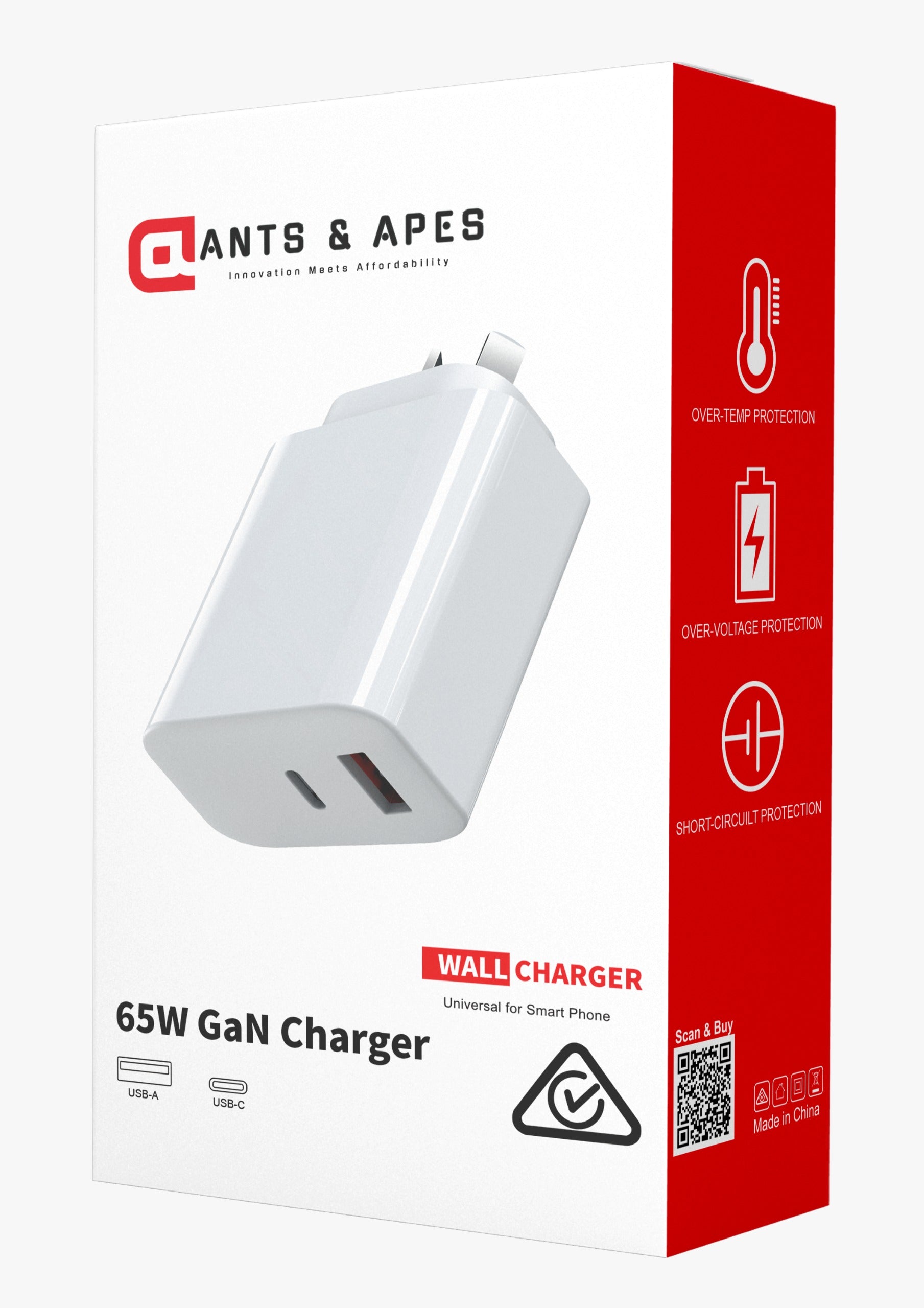 Ants & Apes 65W Universal Fast Charger GAN Laptop Notebook MacBook Pro Smartphone Ear Buds Speakers iphone 12 13 14 15 16 Pro Max Plus Galaxy s22 23 24 25 Plus Fe Ultra
