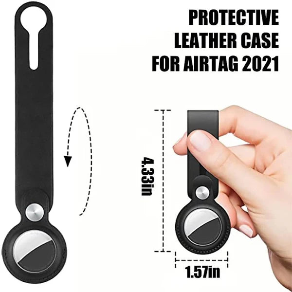 Leather AirTag Long Keyring Case for Apple Airtag Holder Protective Leather Airtags Case Tracker Cover with Air Tag Holder Airtag Key Ring Compatible with Apple New AirTag Dog Collar