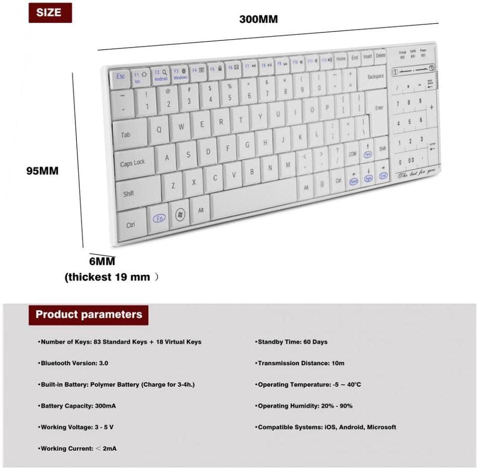 PBuddy Wireless Bluetooth Keyboard with 2 in 1 Touchpad Numeric Key & Mouse Comb