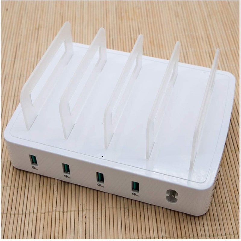 80W 4 Ports QC3.0 Fast Charging Dock USB Smart Charger With Phone & Tablet Holder