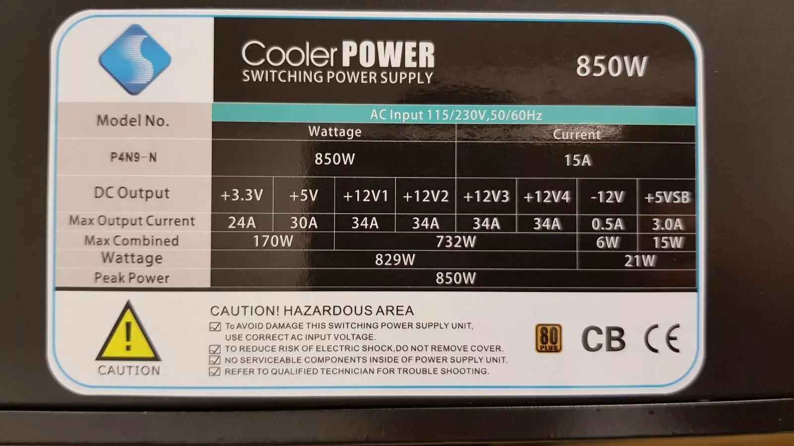 Cooler EXTREME GX850 850W ATX Power Supply - High Efficiency Silent Fan PSU