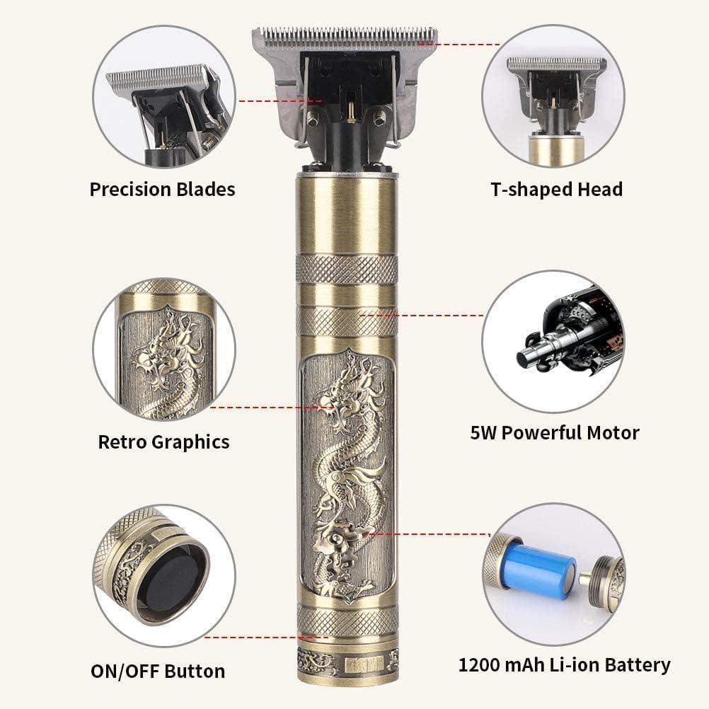 Pbuddy Multifunctional Beard Trimmer Hair Clippers Shaving and Barber Professional Barber Manganese Steel Blade Push Shear Barber Small Steel Gun (Copper 1)