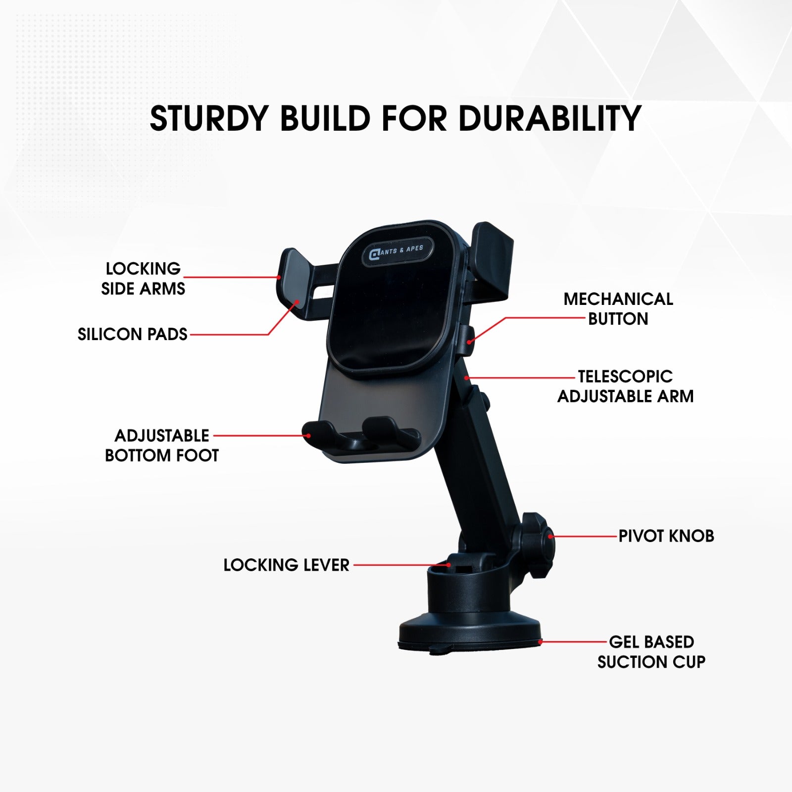 Ants & Apes Click Car Mount Dashboard Windscreen Secure Cell Phone Holder Rotatable Swing 360 Degree Phone Holder for iPhone x xs 11 12 13 14 15 16 pro max Samsung s20 s21 s22 s23 s24 Fe Plus Ultra