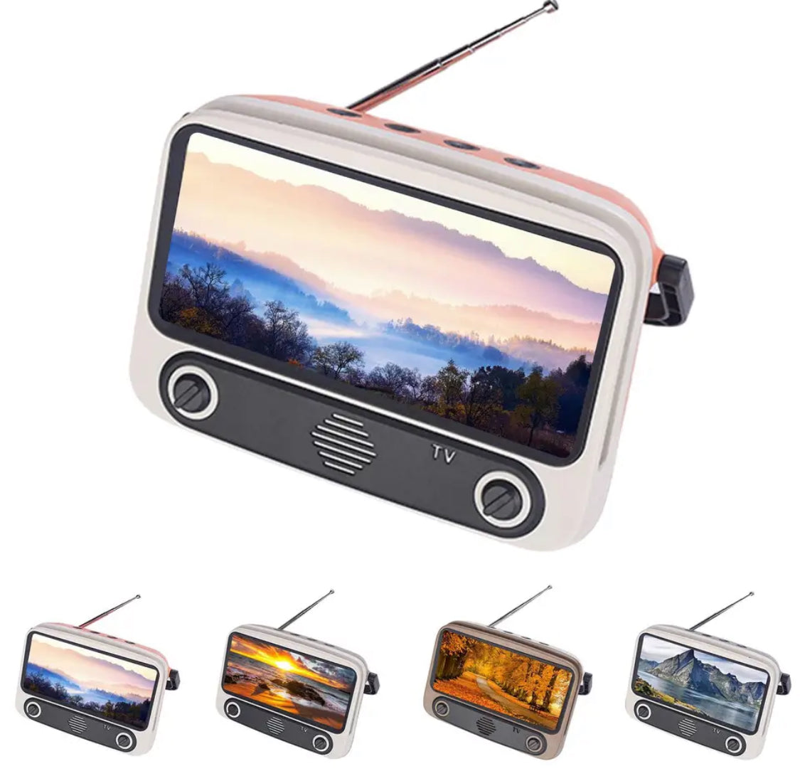 Wask Retro Radio TV Bluetooth Visual Speaker - Grey