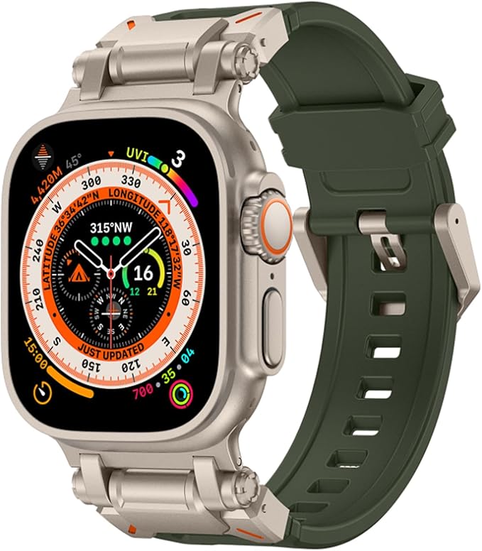 Sport Band for Apple Watch Ultra/Ultra 2 – 49mm / 45mm / 44mm / 42mm Durable Silicone Strap with Metal Connector