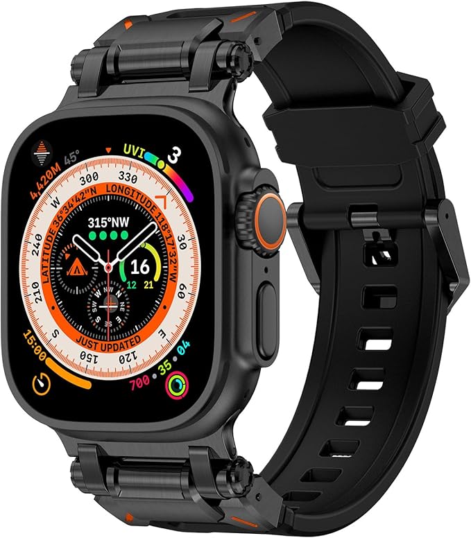 Sport Band for Apple Watch Ultra/Ultra 2 – 49mm / 45mm / 44mm / 42mm Durable Silicone Strap with Metal Connector