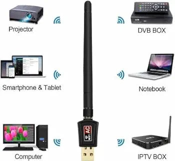 WiFi Receiver Antenna Adapter Dongle for PC 802.11n/g 1200 Mbps Mini Wireless USB 2.0 802.IIN 2.4GHz , Desktop, and Laptops External with Driver CD