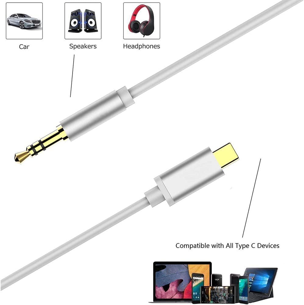 USB C to 3.5mm Aux Cable Male to Male Type C to 3.5mm Stereo Audio Car Aux Cables Headphones Adapter for All Type c Devices