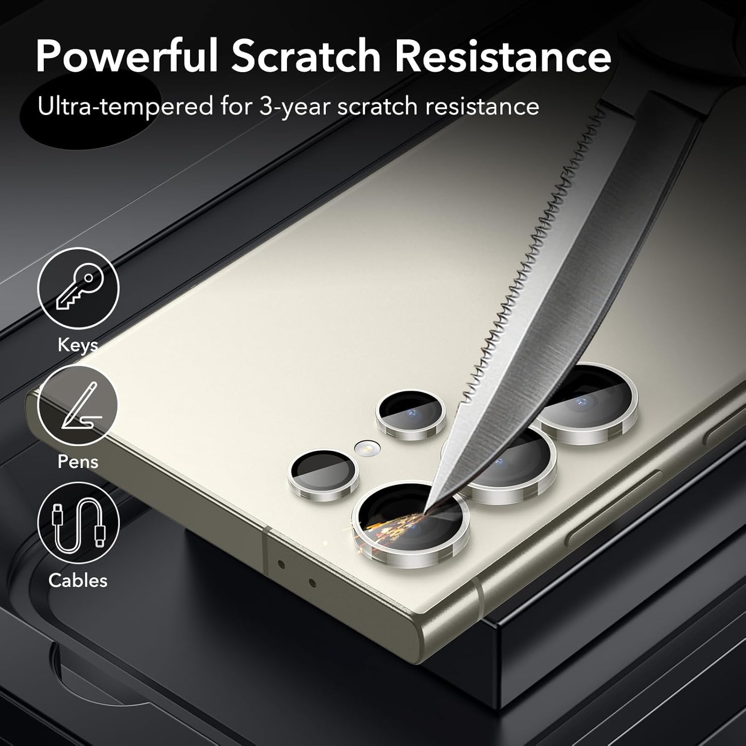 Samsung Galaxy S25 Ultra Camera Lens Protector – Individual Ultra-Thin Tempered Glass with Aluminum Edging, Case-Friendly (1 Set, Clear)